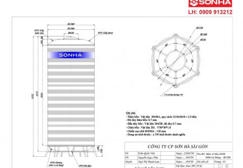 Bồn nước inox Sơn Hà 5000L chính hãng