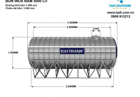 Bồn nước inox 5000l nằm giá ưu đãi