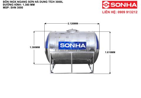 Bồn nước inox Sơn Hà 3000L chính hãng