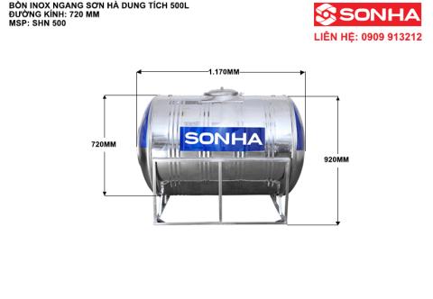 Bồn nước inox Sơn Hà 500 lít chính hãng
