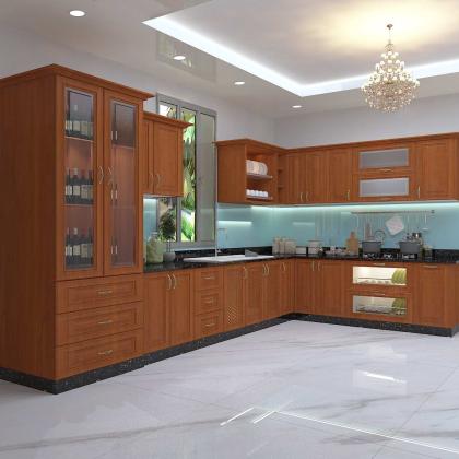 Kệ bếp inox 304 Hwata, cửa gỗ xoan đào HWXD 03