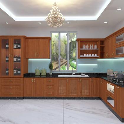 Kệ bếp inox 304 Hwata, cửa gỗ xoan đào HWXD 01