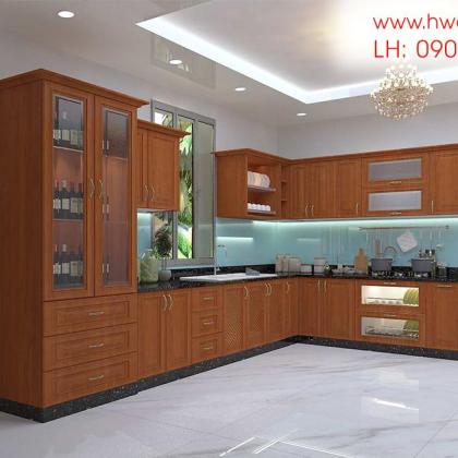 Kệ bếp inox 304 Hwata, cửa gỗ xoan đào HWXD 04