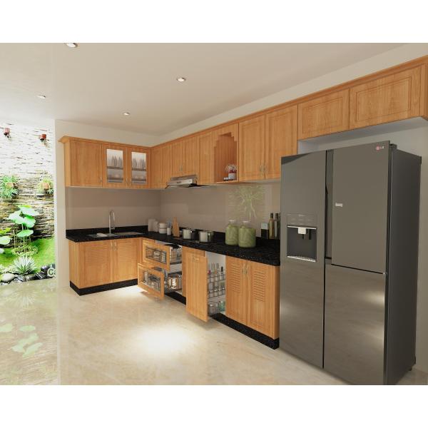 Kệ bếp inox 304 Hwata, cửa gỗ sồi HWGS 02