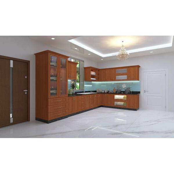 Kệ bếp inox 304 Hwata, cửa gỗ xoan đào HWXD 03