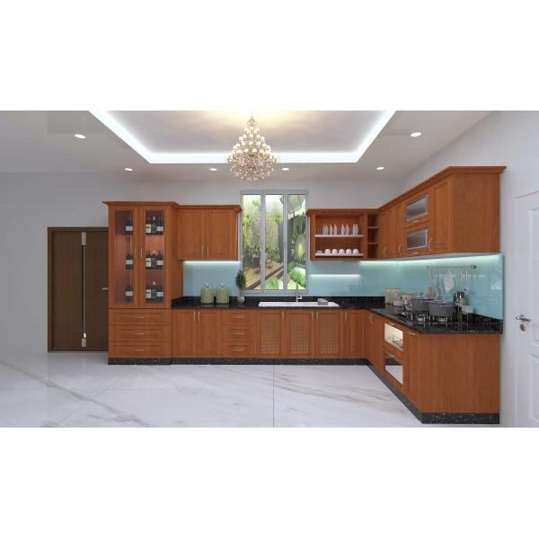 Kệ bếp inox 304 Hwata, cửa gỗ xoan đào HWXD 01